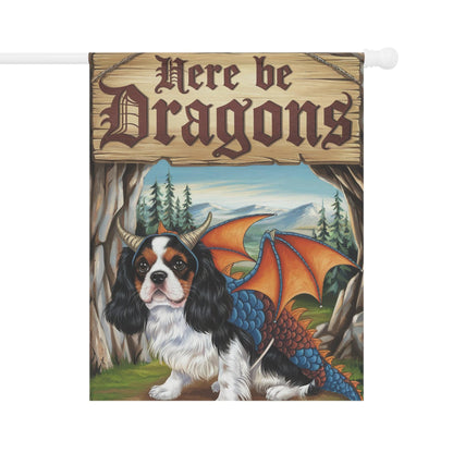 Printify Garden Flag Tricolor Cavalier King Charles Dragon Garden Flag
