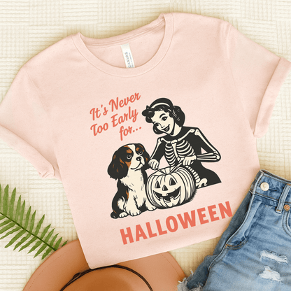 Printify T-Shirt Soft Pink / S Tricolor Cavalier King Charles Early Halloween TShirt