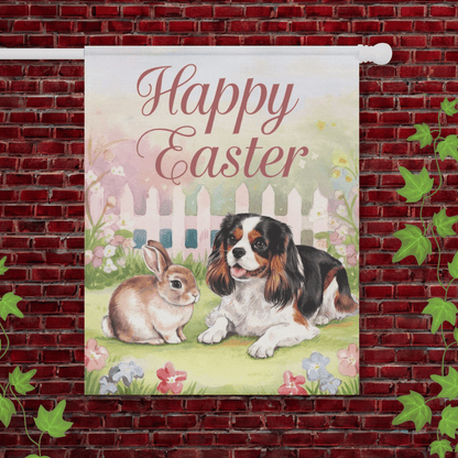 Printify Garden Flag 24.5'' × 32'' Tricolor Cavalier King Charles Easter Garden Flag