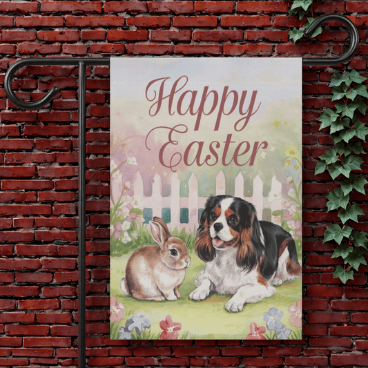 Printify Garden Flag 12'' × 18'' Tricolor Cavalier King Charles Easter Garden Flag