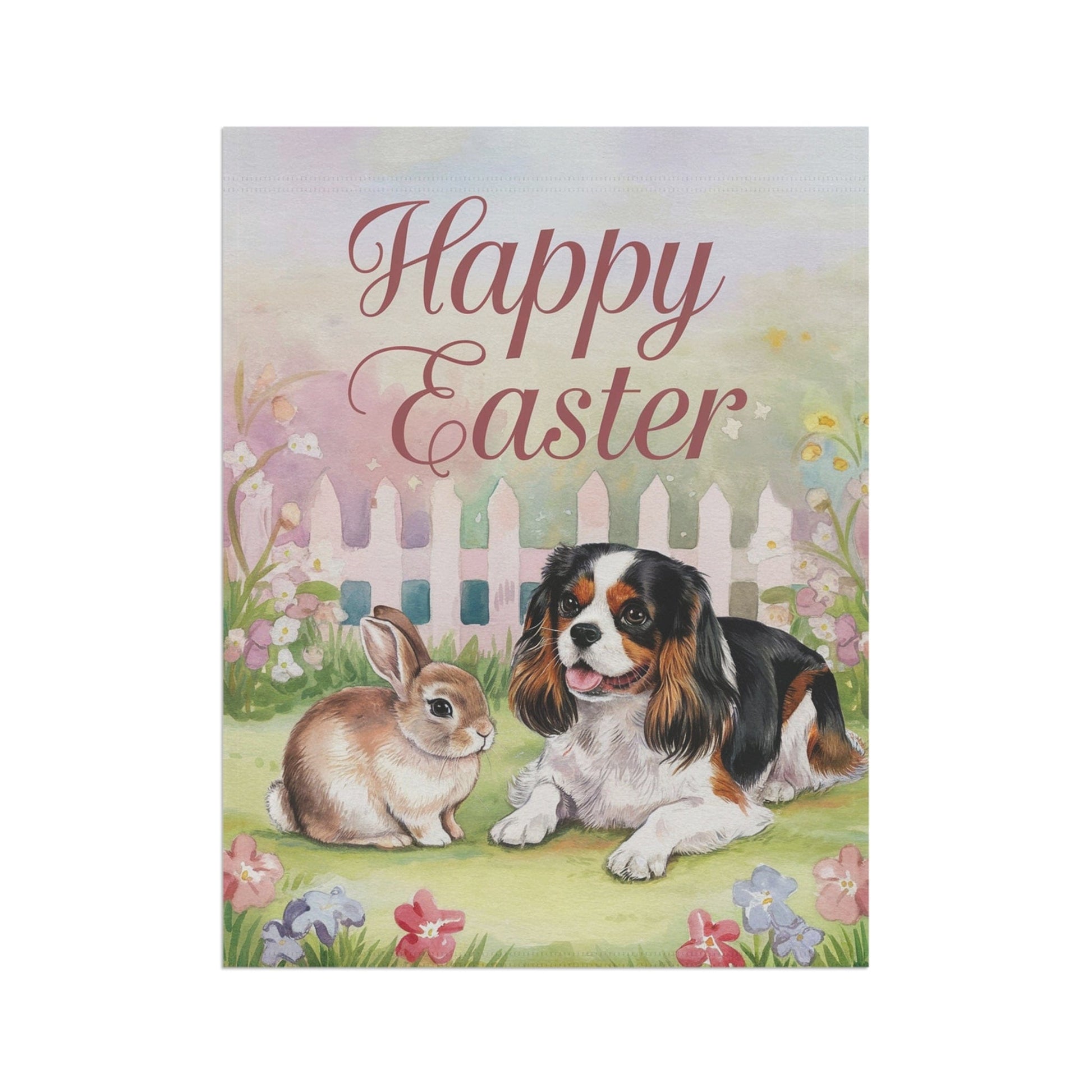 Printify Garden Flag Tricolor Cavalier King Charles Easter Garden Flag