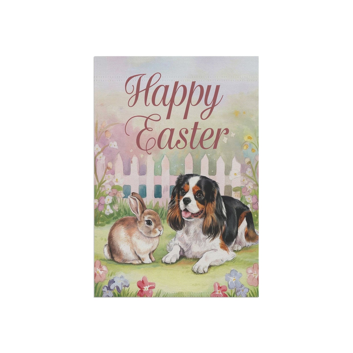 Printify Garden Flag Tricolor Cavalier King Charles Easter Garden Flag