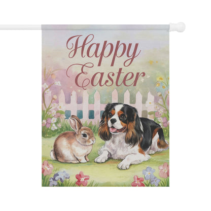 Printify Garden Flag Tricolor Cavalier King Charles Easter Garden Flag