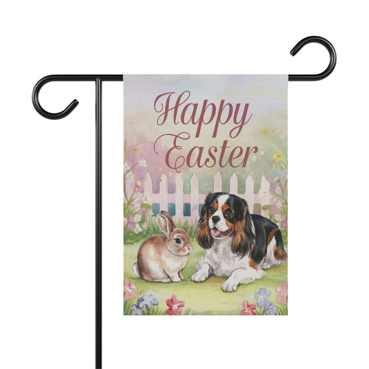 Printify Garden Flag Tricolor Cavalier King Charles Easter Garden Flag