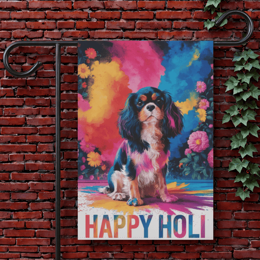 Printify Garden Flag Tricolor Cavalier King Charles Holi Festival Garden Flag