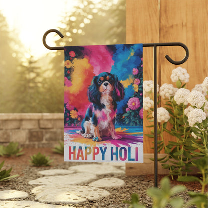 Printify Garden Flag Tricolor Cavalier King Charles Holi Festival Garden Flag