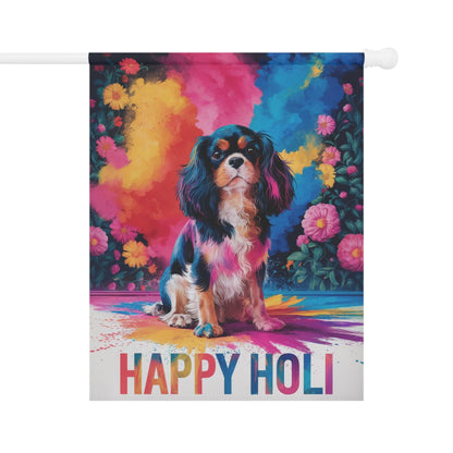 Printify Garden Flag Tricolor Cavalier King Charles Holi Festival Garden Flag