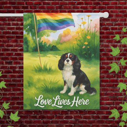 Printify Garden Flag 24.5'' × 32'' Tricolor Cavalier King Charles LGBTQ+ Pride Garden Flag