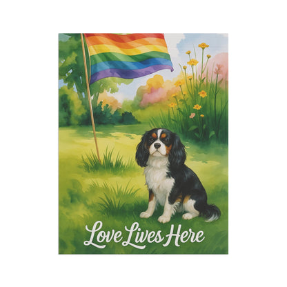 Printify Garden Flag Tricolor Cavalier King Charles LGBTQ+ Pride Garden Flag