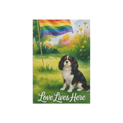Printify Garden Flag Tricolor Cavalier King Charles LGBTQ+ Pride Garden Flag