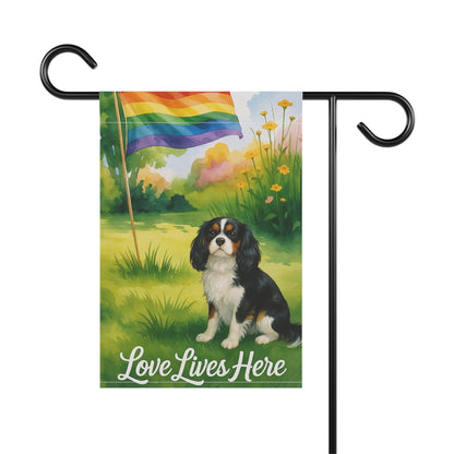 Printify Garden Flag Tricolor Cavalier King Charles LGBTQ+ Pride Garden Flag