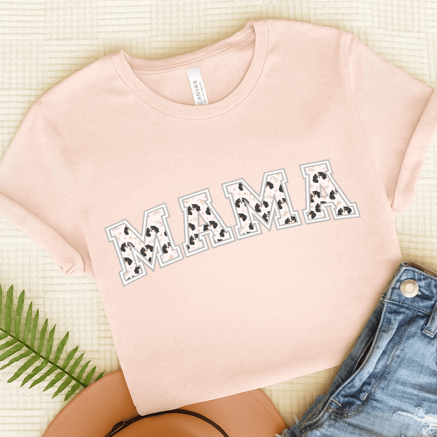 Personalized Cavalier Mama University TShirt Soft Pink