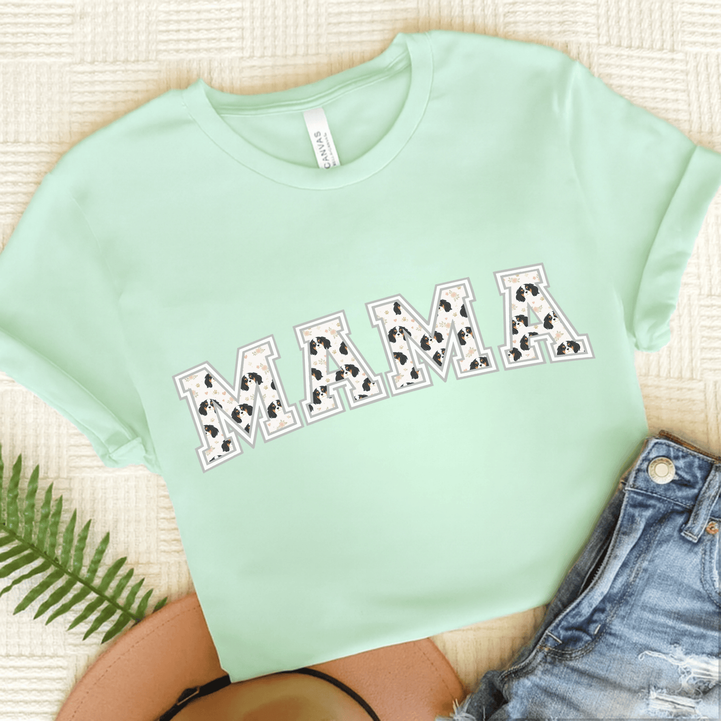 Personalized Cavalier Mama University TShirt Heather Mint