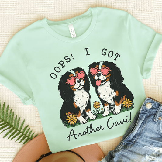 Printify T-Shirt Heather Mint / S Tricolor Cavalier King Charles Oops TShirt