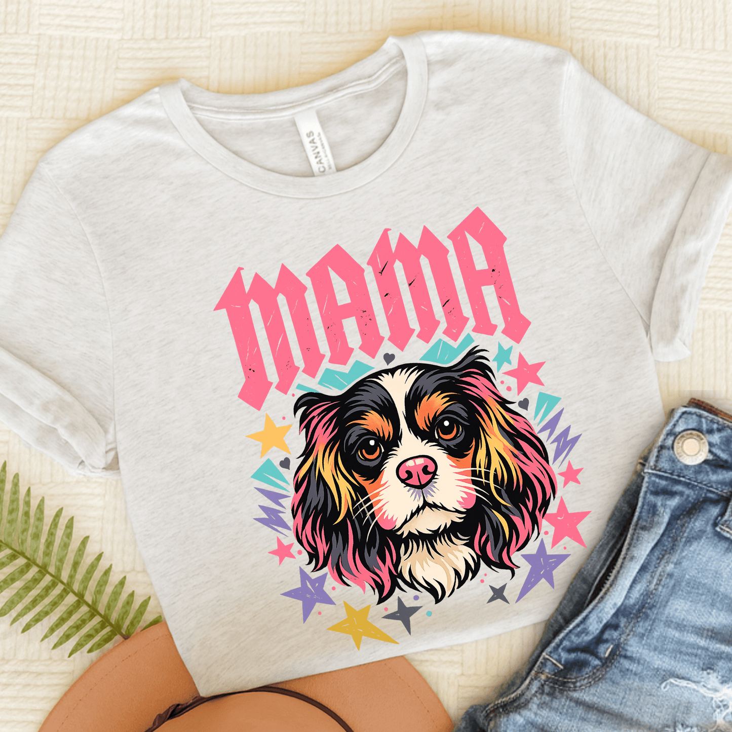 Personalized Cavalier Rocker Mama Unisex TShirt Ash