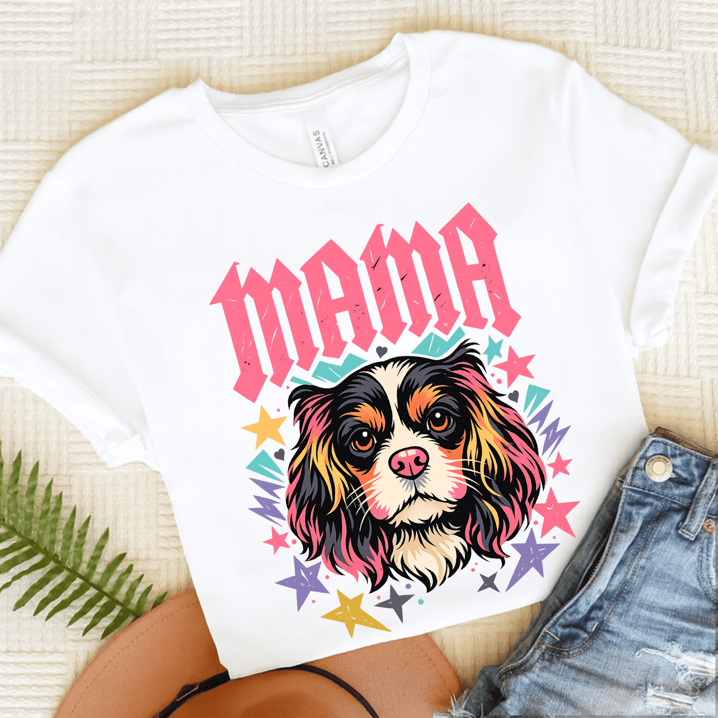 Personalized Cavalier Rocker Mama Unisex TShirt White