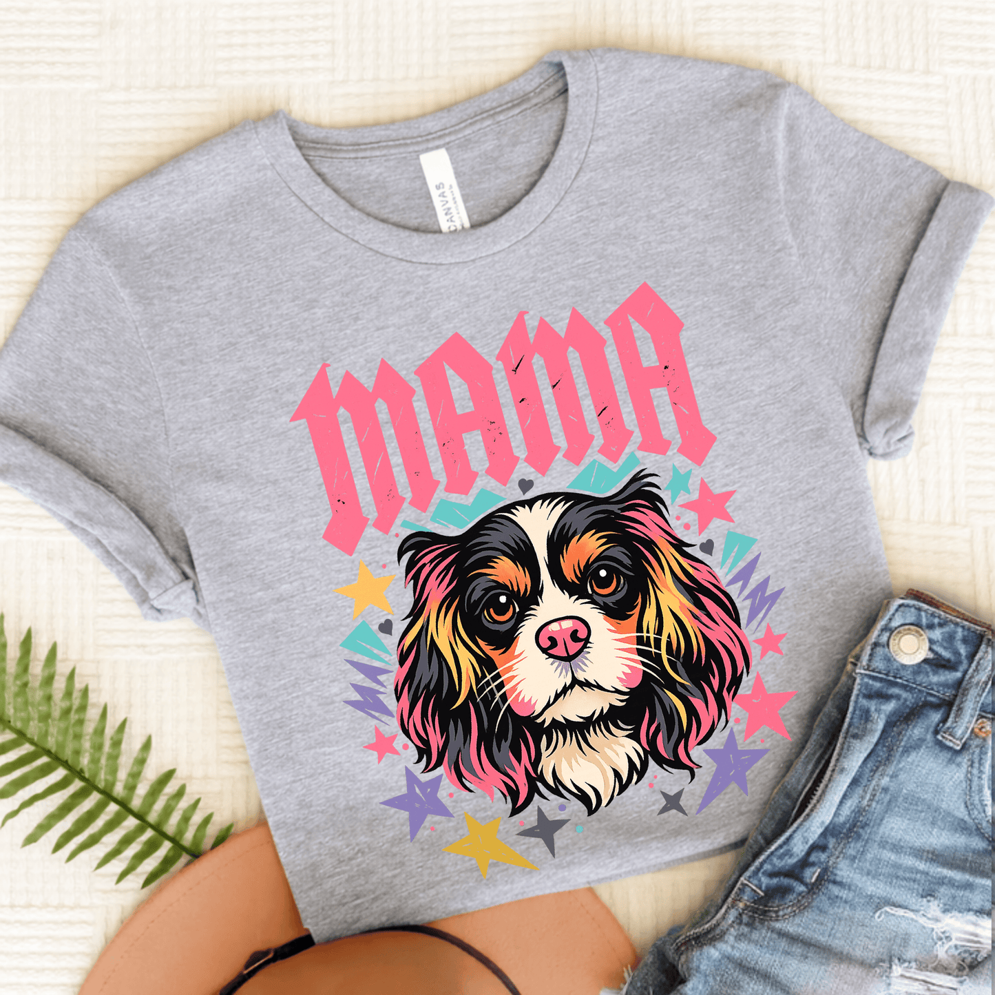 Personalized Cavalier Rocker Mama Unisex TShirt Athletic Heather