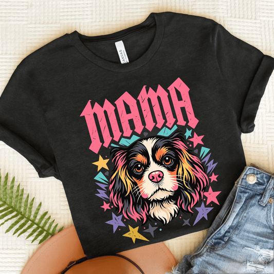 Personalized Cavalier Rocker Mama Unisex TShirt Dark Grey Heather