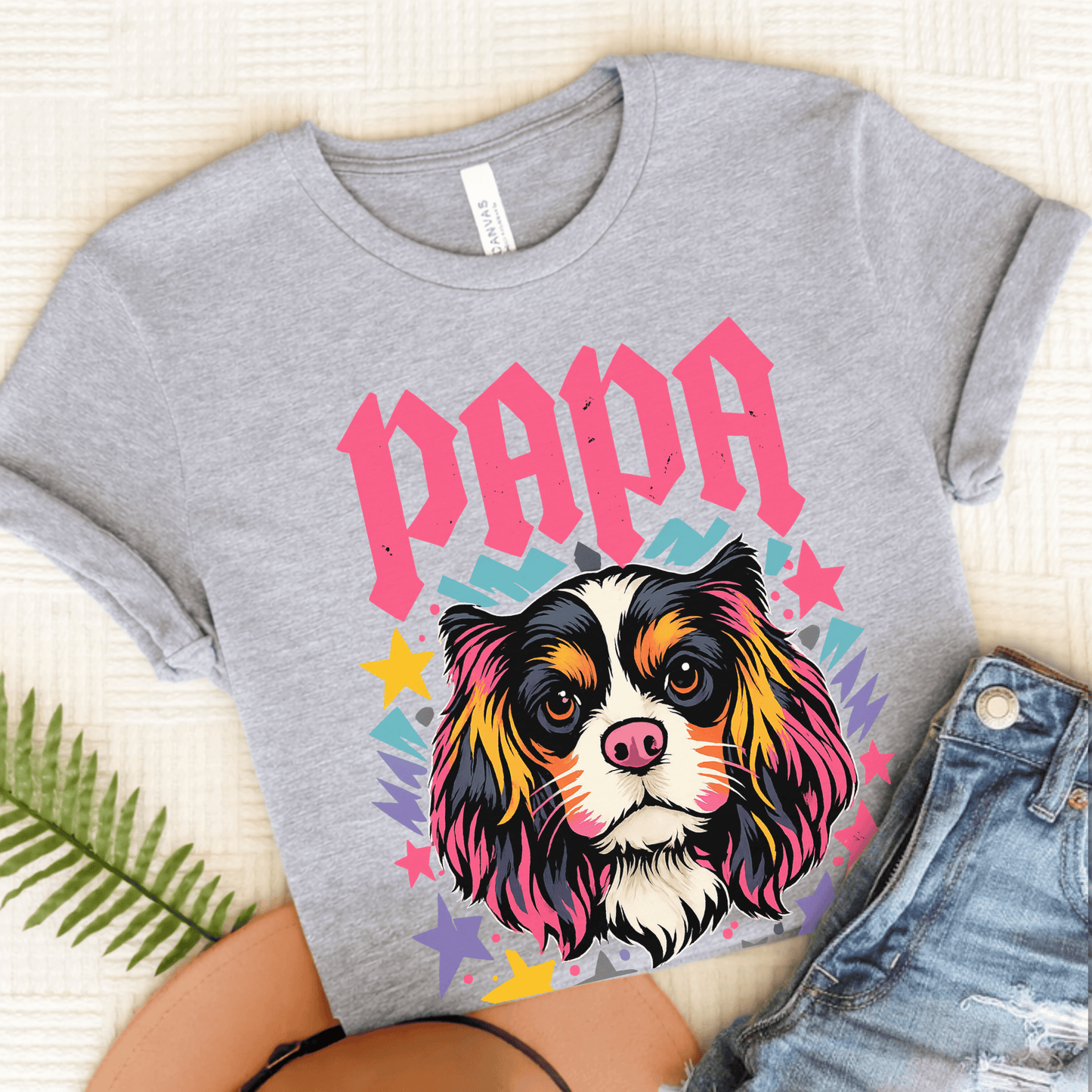 Personalized Cavalier Rocker Papa Unisex TShirt Athletic Heather