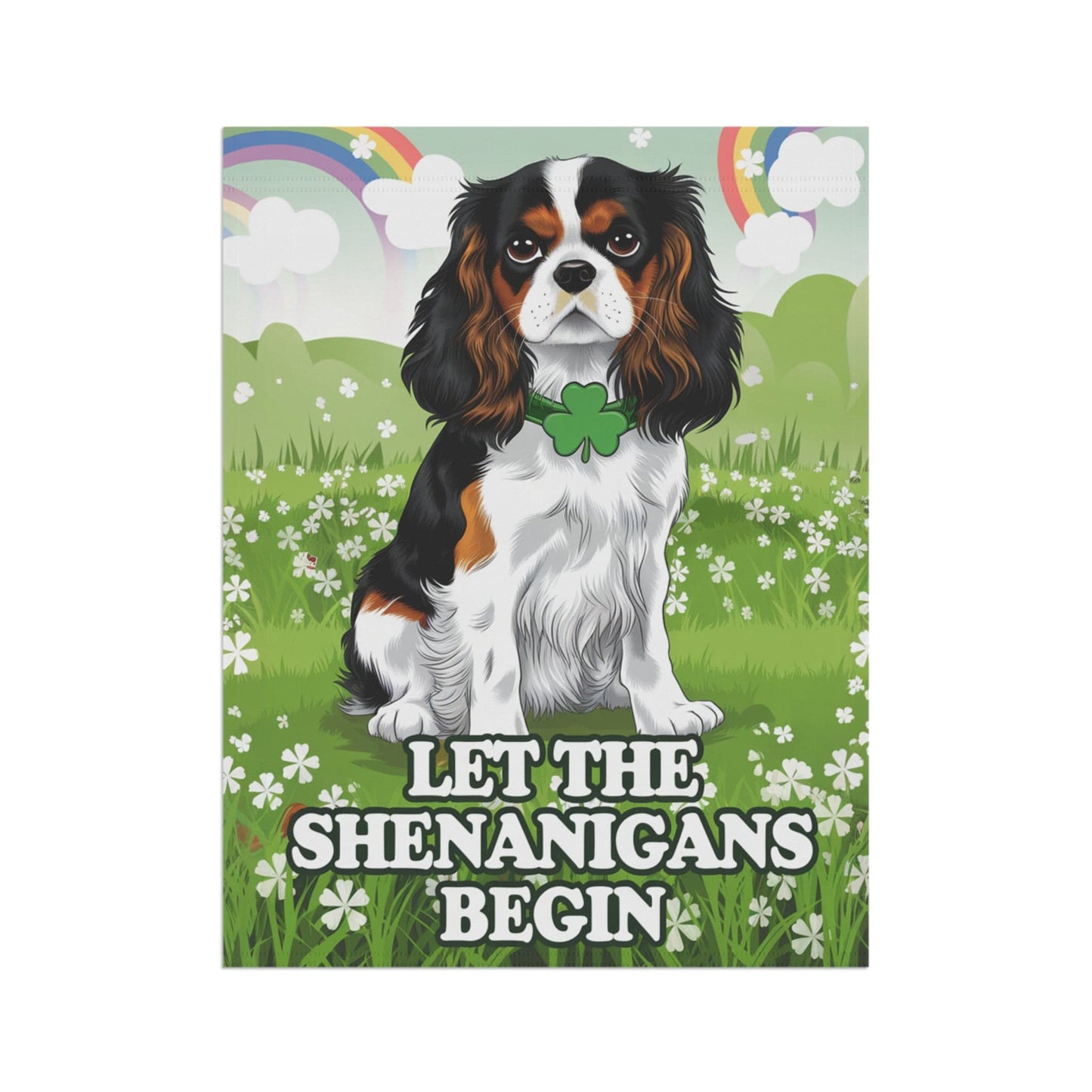 Printify Garden Flag Tricolor Cavalier King Charles Saint Patricks Day Garden Flag