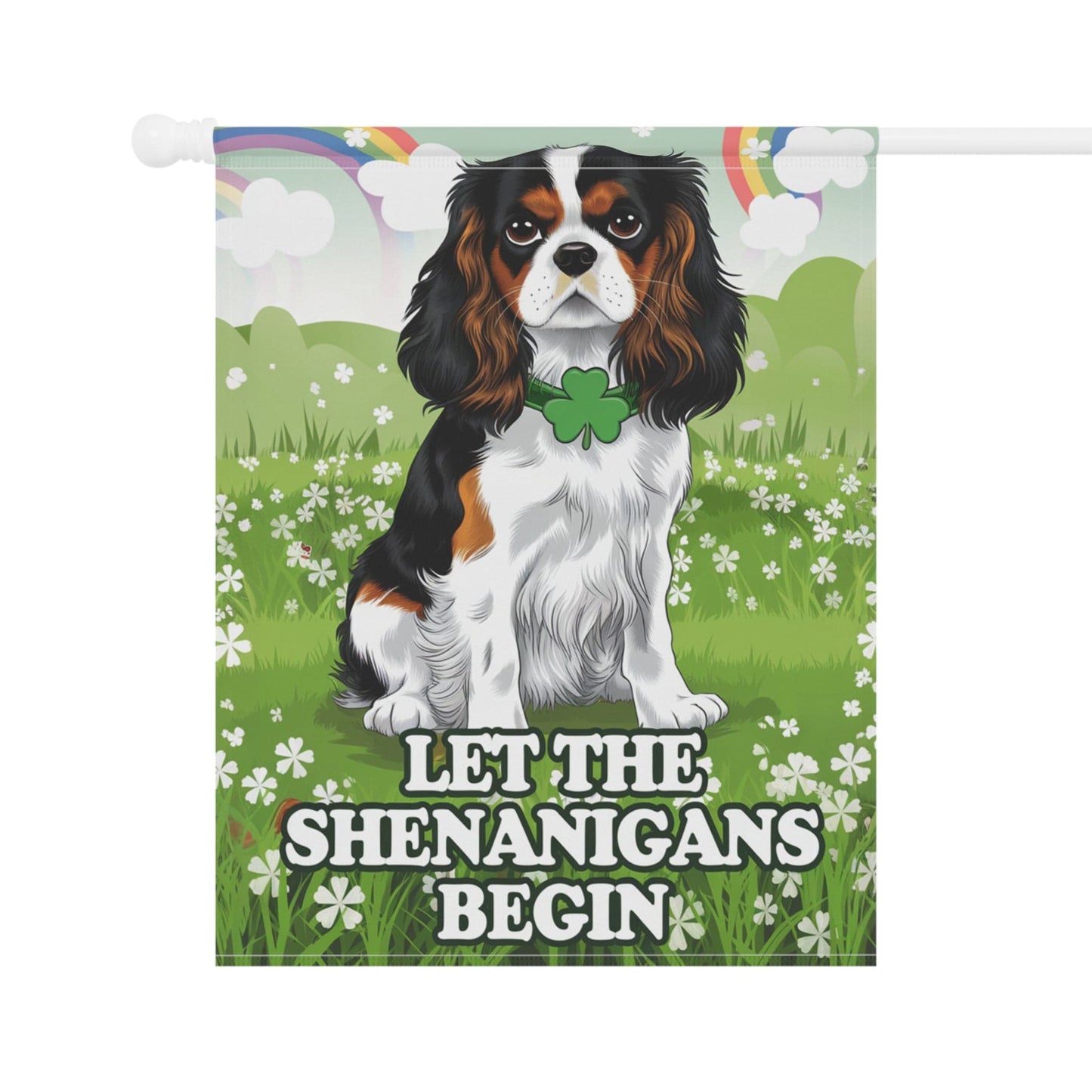 Printify Garden Flag Tricolor Cavalier King Charles Saint Patricks Day Garden Flag