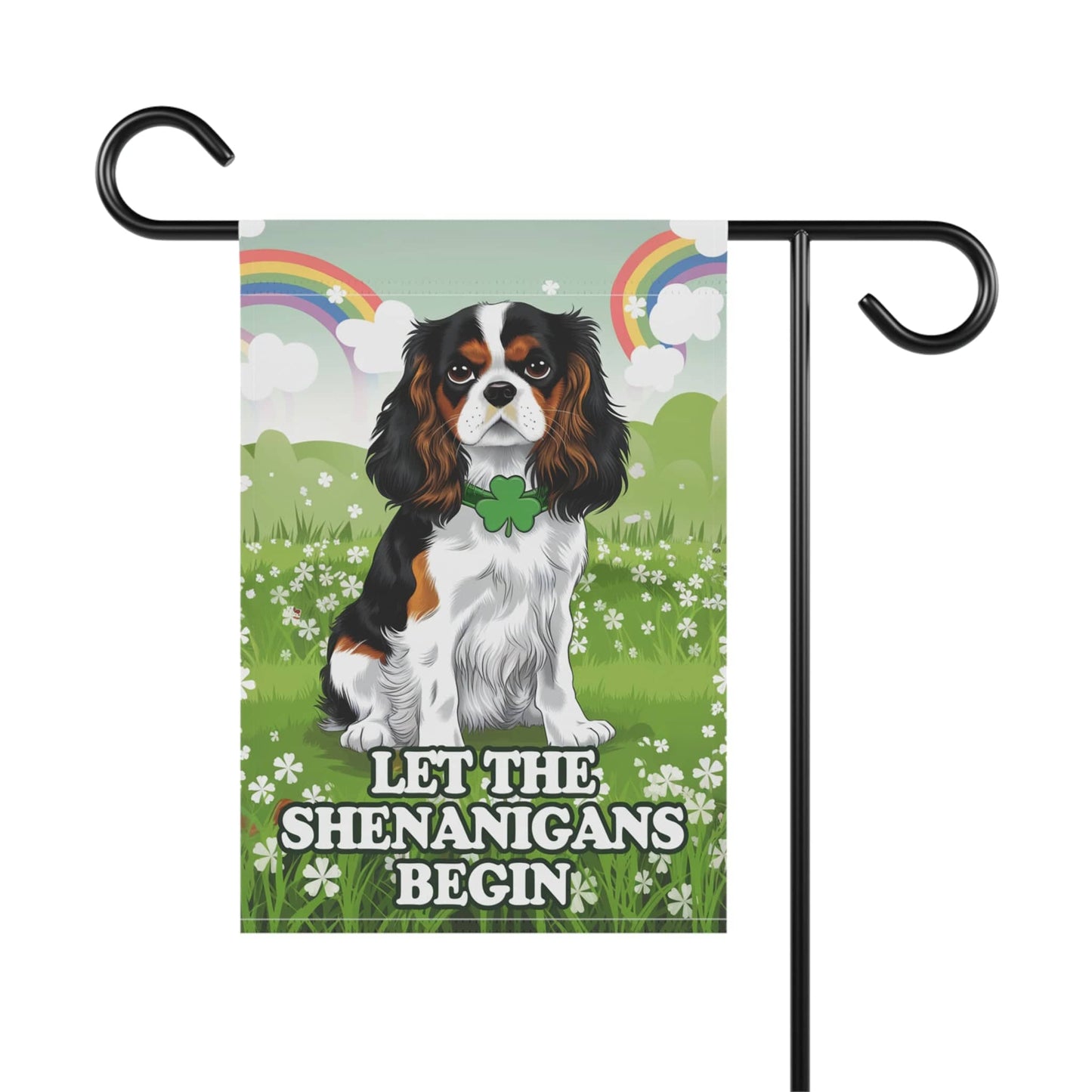 Printify Garden Flag Tricolor Cavalier King Charles Saint Patricks Day Garden Flag