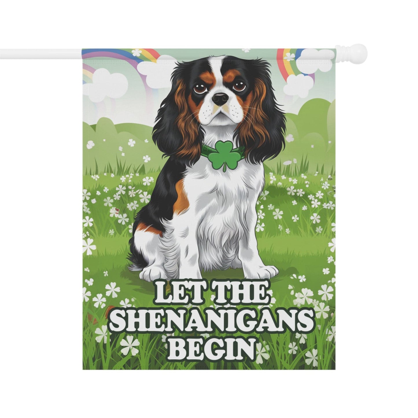 Printify Garden Flag Tricolor Cavalier King Charles Saint Patricks Day Garden Flag