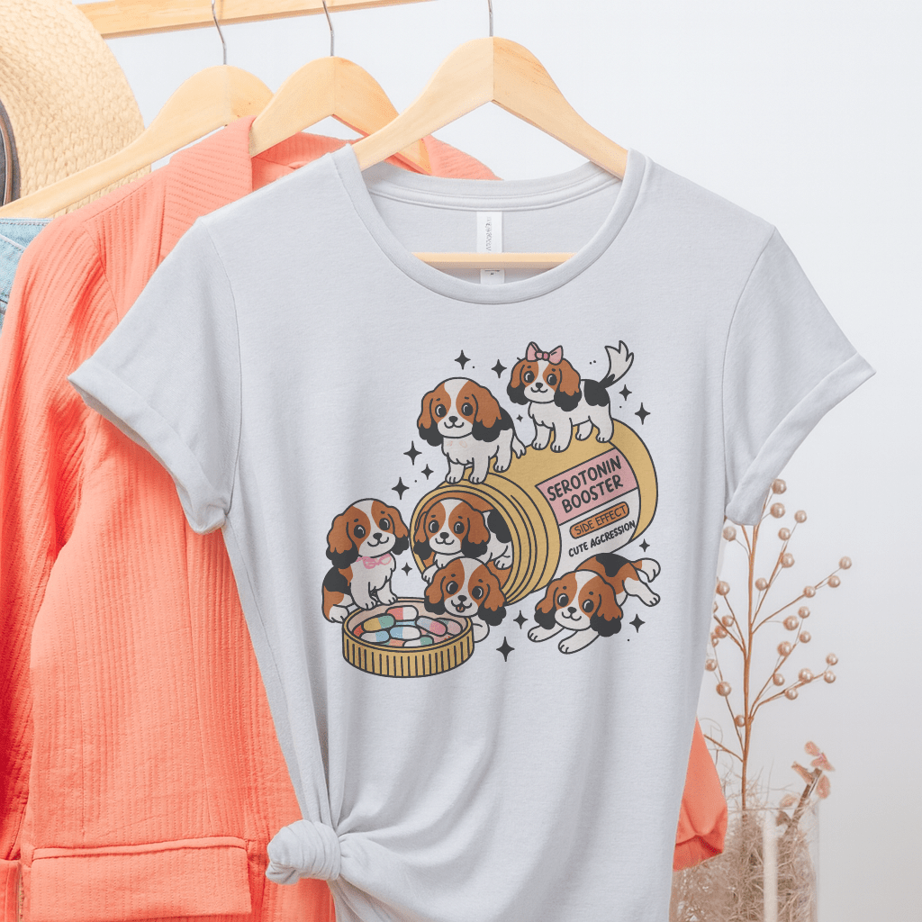 Printify T-Shirt Ash / S Tricolor Cavalier King Charles Serotonin Tee