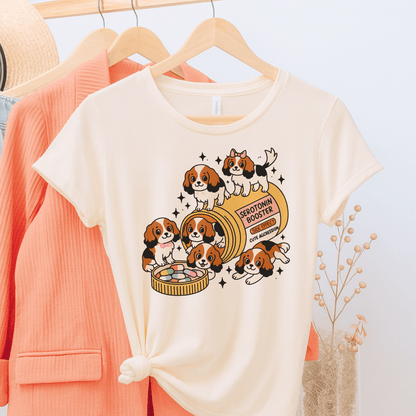 Printify T-Shirt Natural / S Tricolor Cavalier King Charles Serotonin Tee
