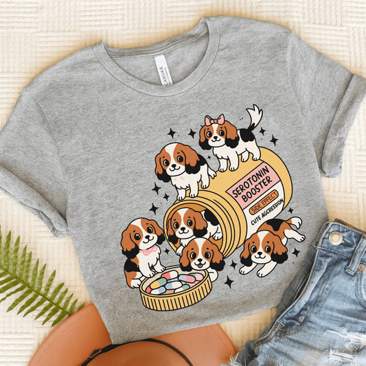 Tricolor Cavalier King Charles Serotonin Tee Athletic Heather