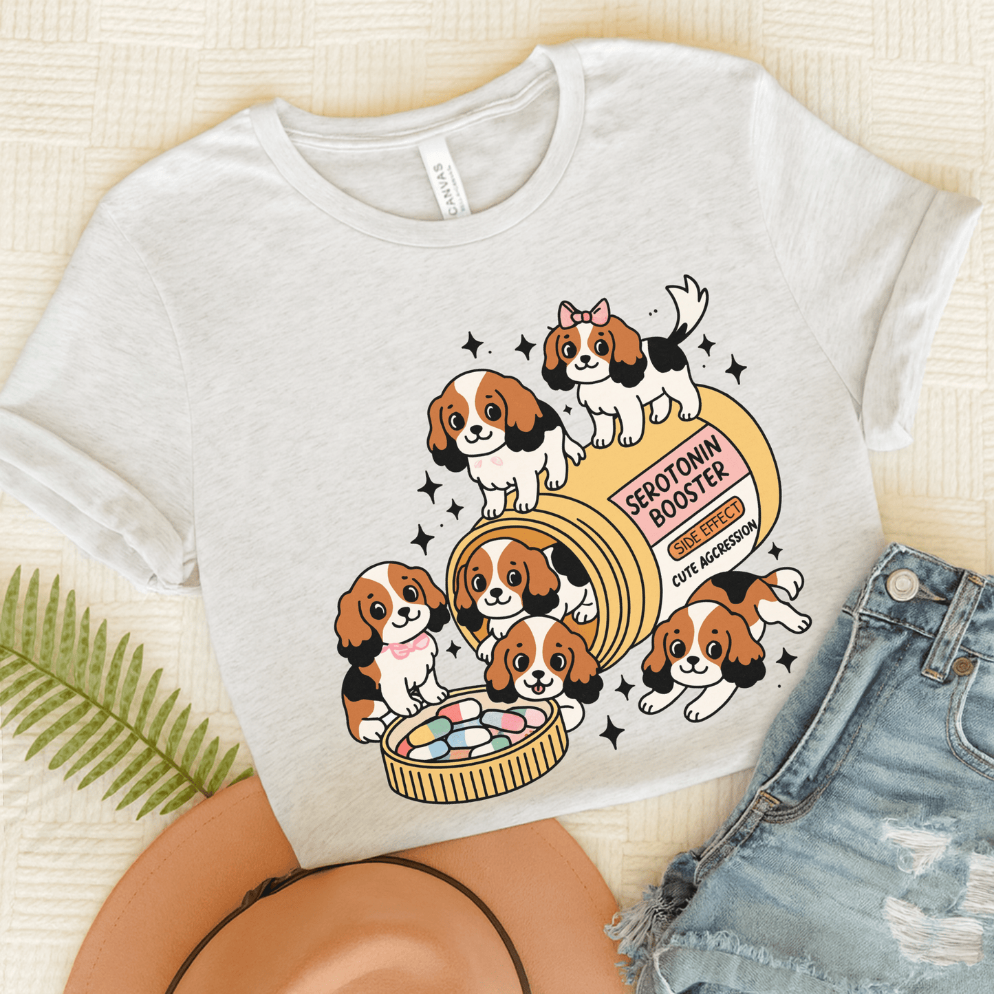 Tricolor Cavalier King Charles Serotonin Tee Ash