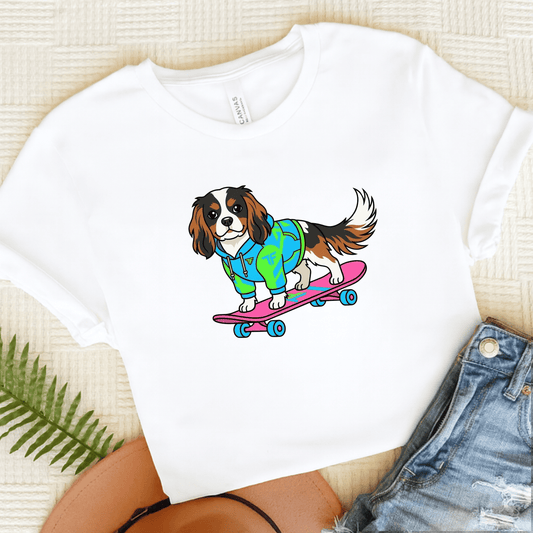 Personalized Cavalier Skateboard Unisex TShirt White