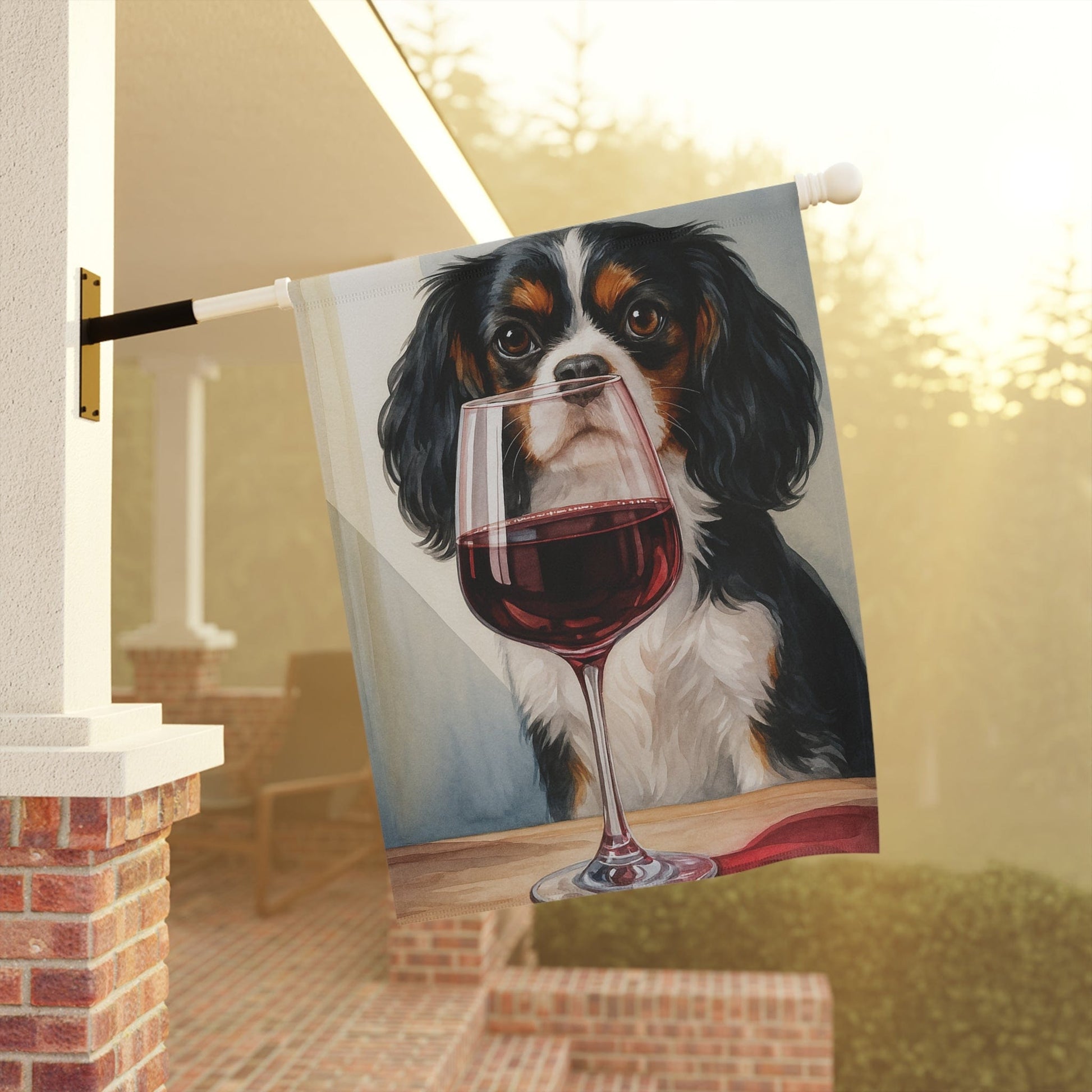 Printify Garden Flag Tricolor Cavalier King Charles Spaniel Wine Garden Flag