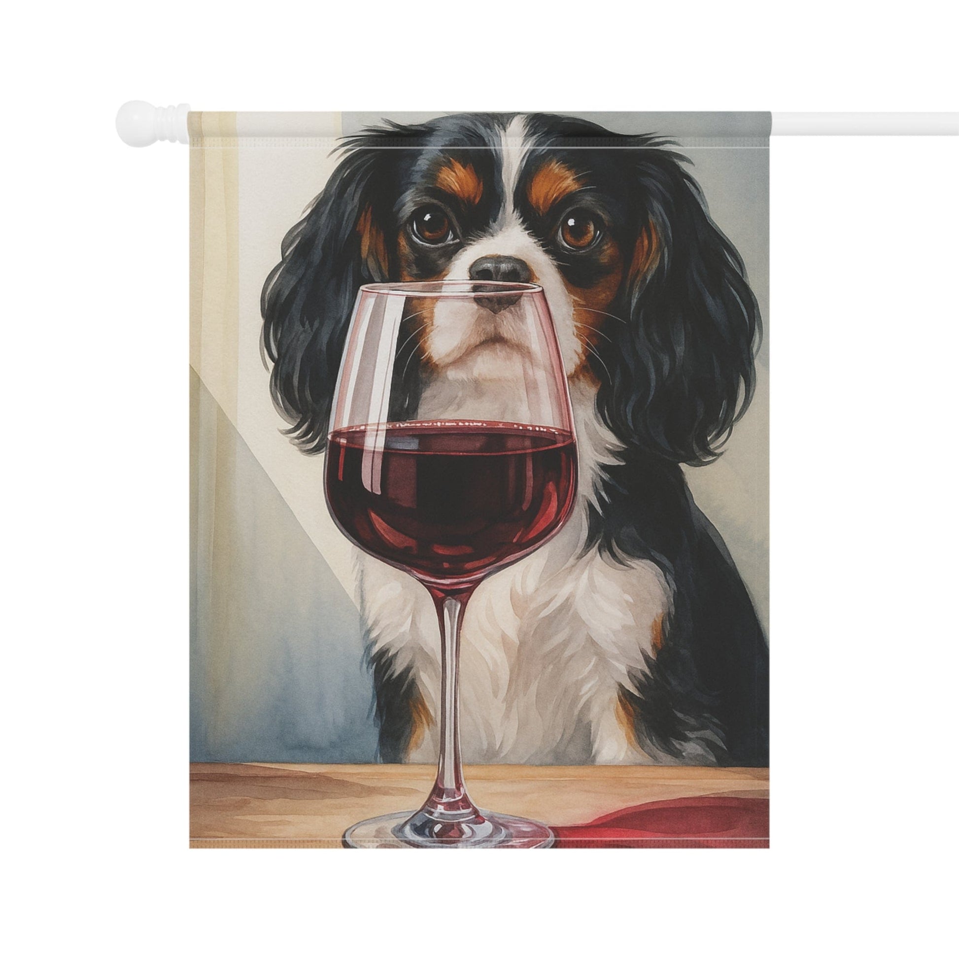 Printify Garden Flag Tricolor Cavalier King Charles Spaniel Wine Garden Flag