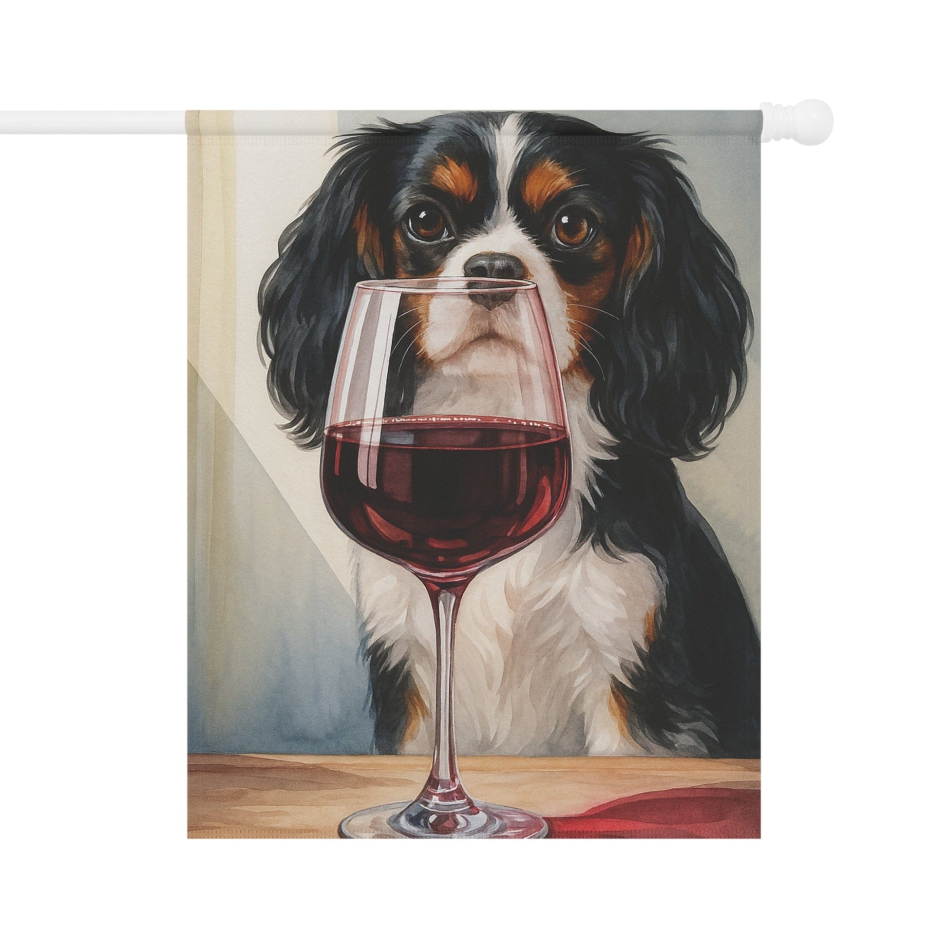 Printify Garden Flag Tricolor Cavalier King Charles Spaniel Wine Garden Flag
