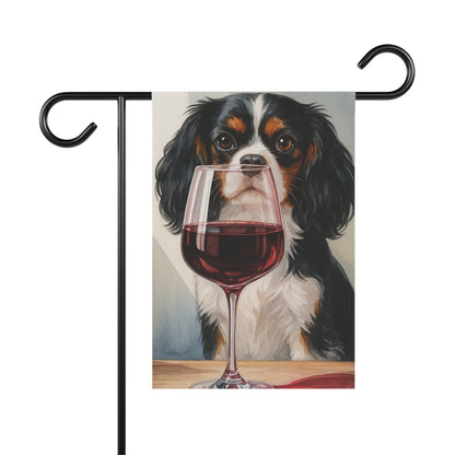 Printify Garden Flag Tricolor Cavalier King Charles Spaniel Wine Garden Flag