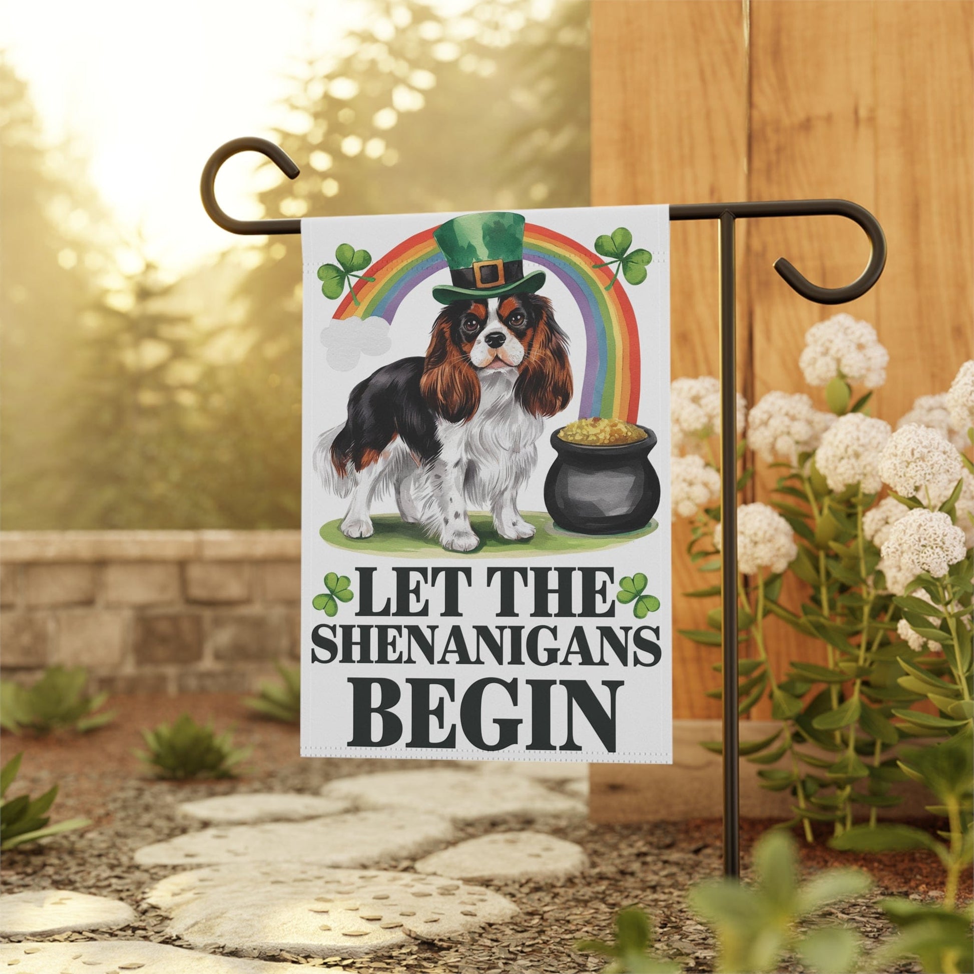 Printify Garden Flag Tricolor Cavalier King Charles St Patricks Garden Flag