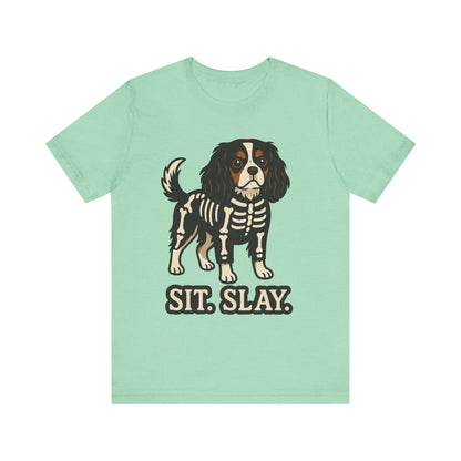 Printify T-Shirt Tricolor Cavalier King Charles Stay. Slay. Halloween TShirt