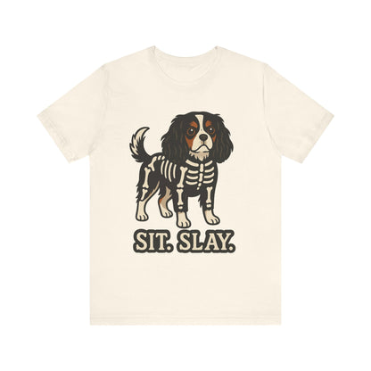 Printify T-Shirt Tricolor Cavalier King Charles Stay. Slay. Halloween TShirt