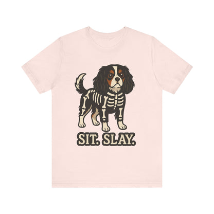 Printify T-Shirt Tricolor Cavalier King Charles Stay. Slay. Halloween TShirt