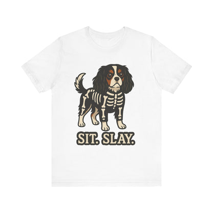 Printify T-Shirt Tricolor Cavalier King Charles Stay. Slay. Halloween TShirt