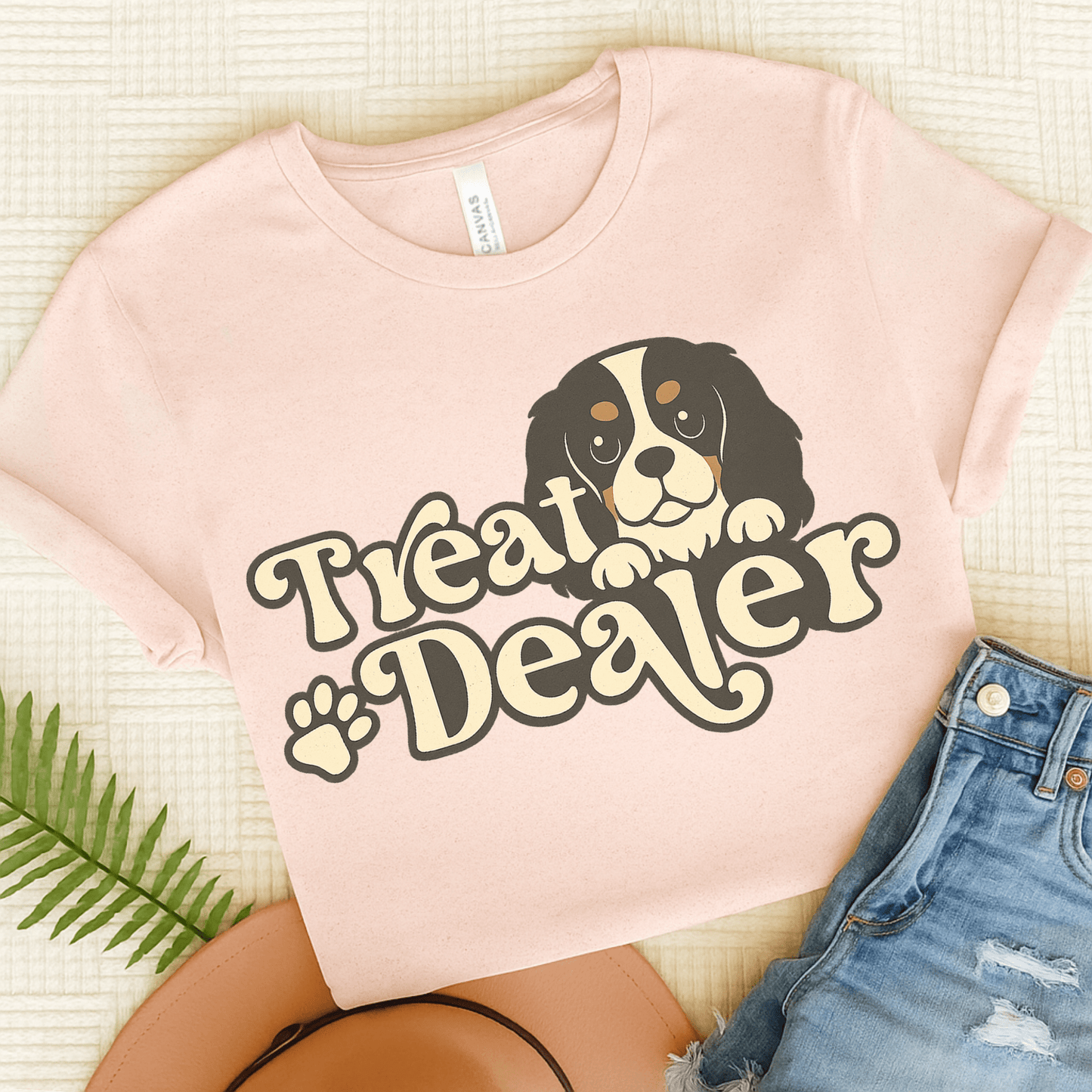 Printify T-Shirt Soft Pink / S Tricolor Cavalier King Charles Treat Dealer TShirt
