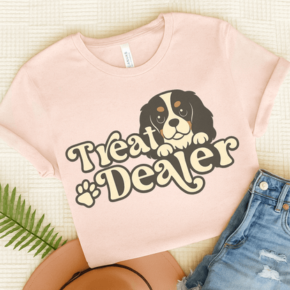 Printify T-Shirt Soft Pink / S Tricolor Cavalier King Charles Treat Dealer TShirt