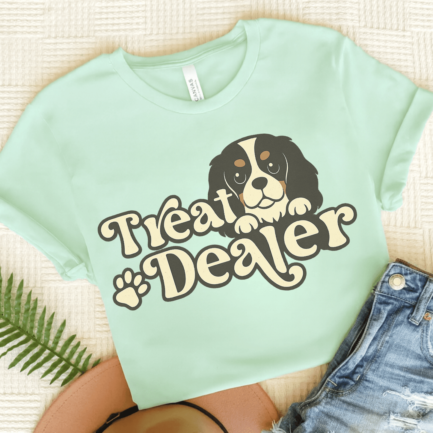 Printify T-Shirt Heather Mint / S Tricolor Cavalier King Charles Treat Dealer TShirt