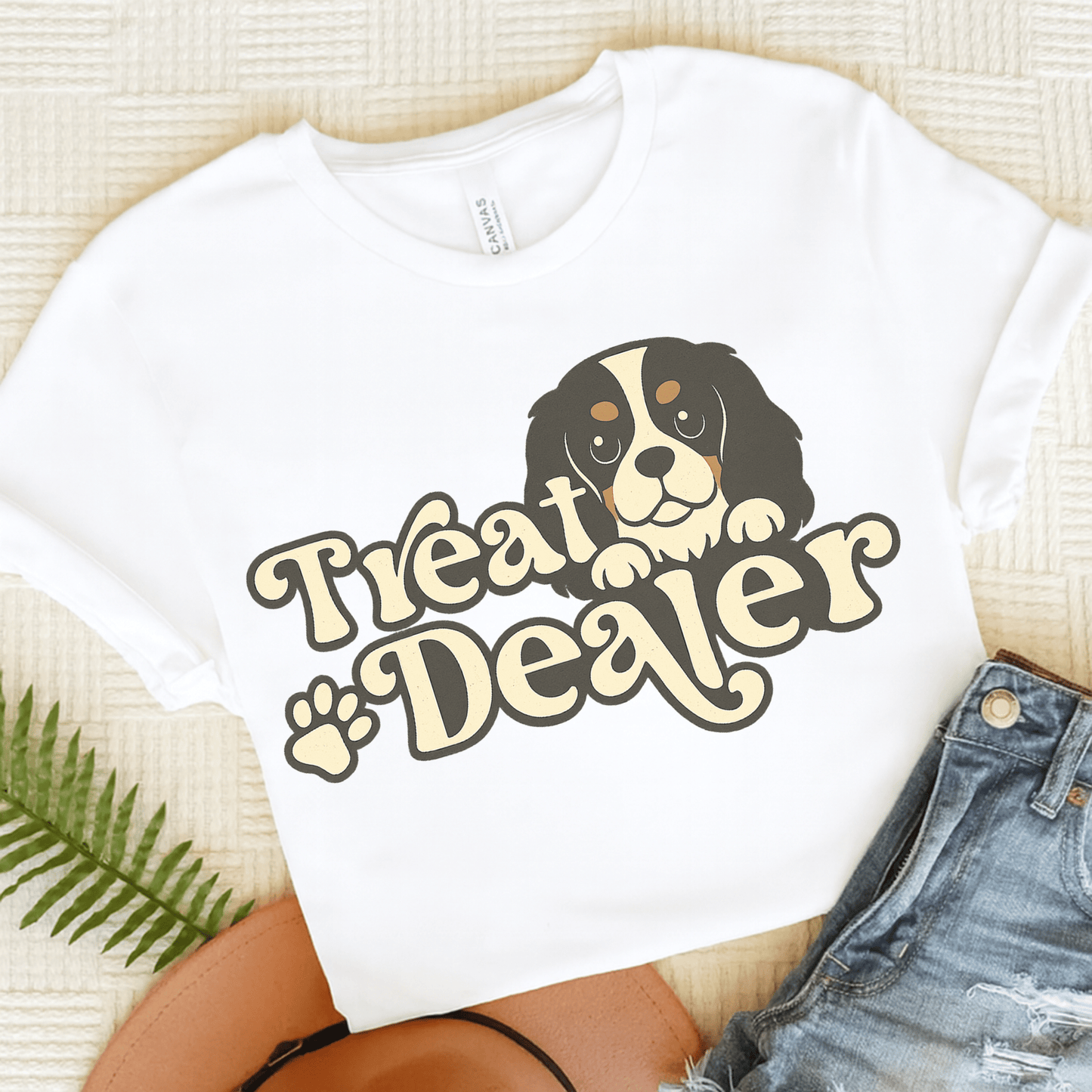 Printify T-Shirt White / S Tricolor Cavalier King Charles Treat Dealer TShirt
