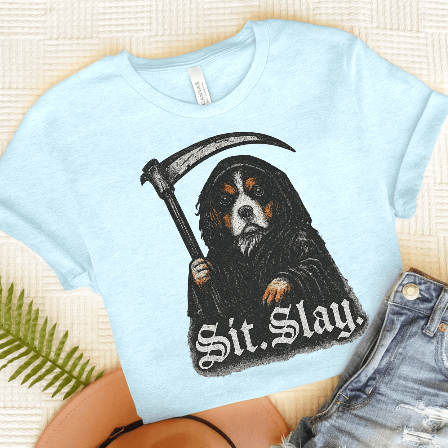 Printify T-Shirt Heather Ice Blue / S Tricolor Cavalier King Charles Treat Dealer TShirt