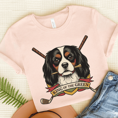 Personalized Cavalier Golfing Unisex TShirt Soft Pink