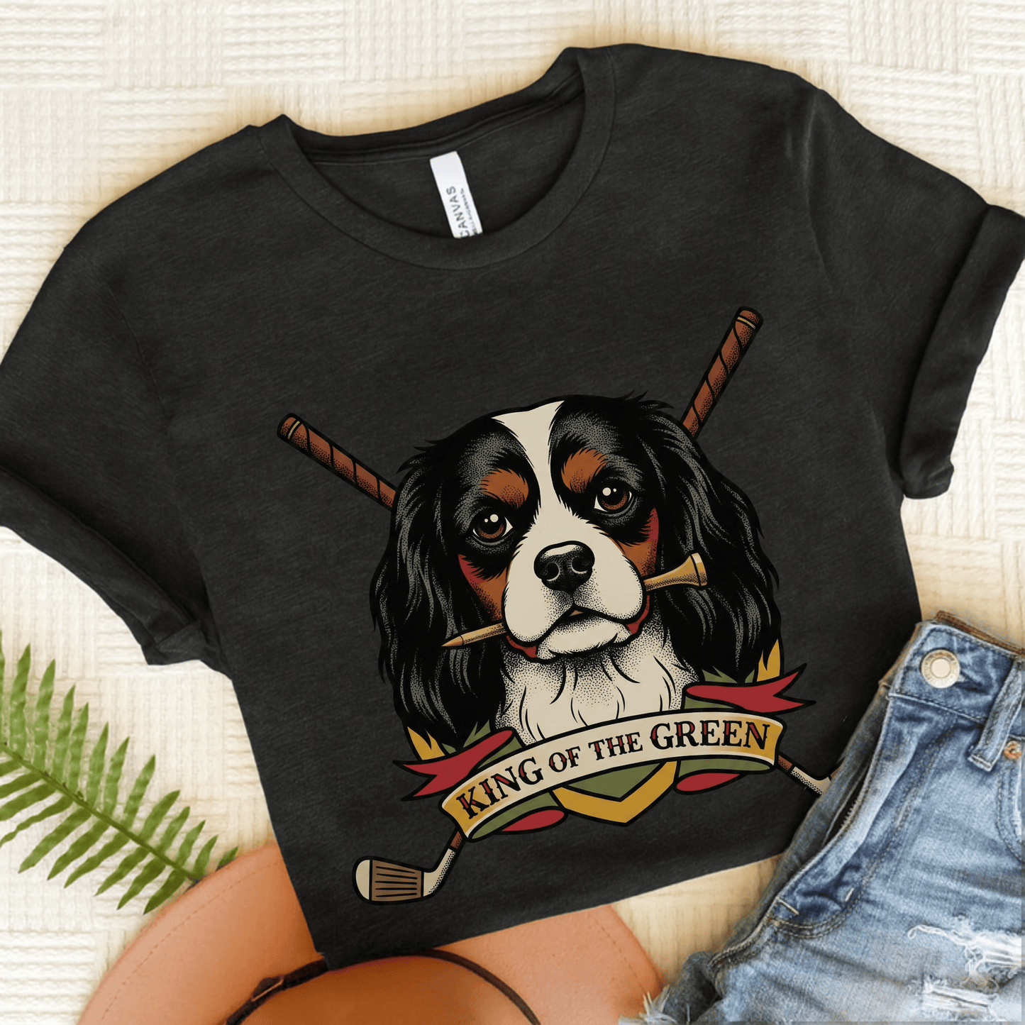 Personalized Cavalier Golfing Unisex TShirt Dark Grey Heather