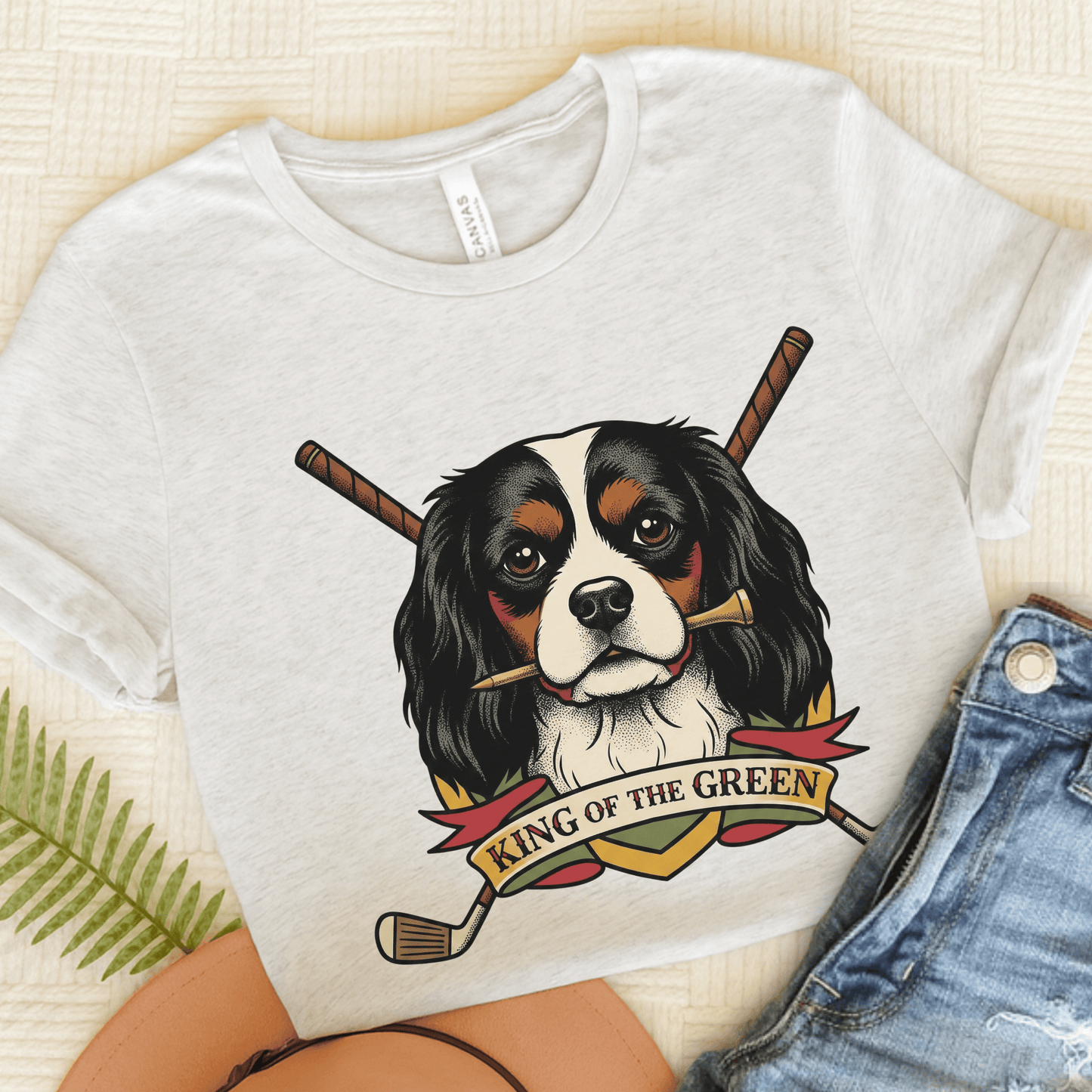 Personalized Cavalier Golfing Unisex TShirt Ash