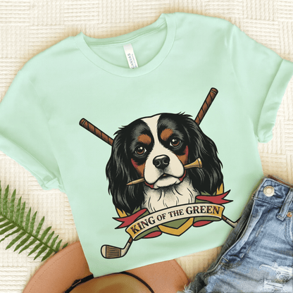 Personalized Cavalier Golfing Unisex TShirt Heather Mint
